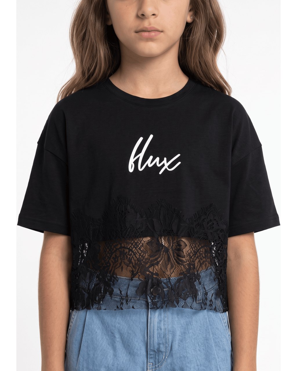 The Cropped Lace-Panel Signature Tee