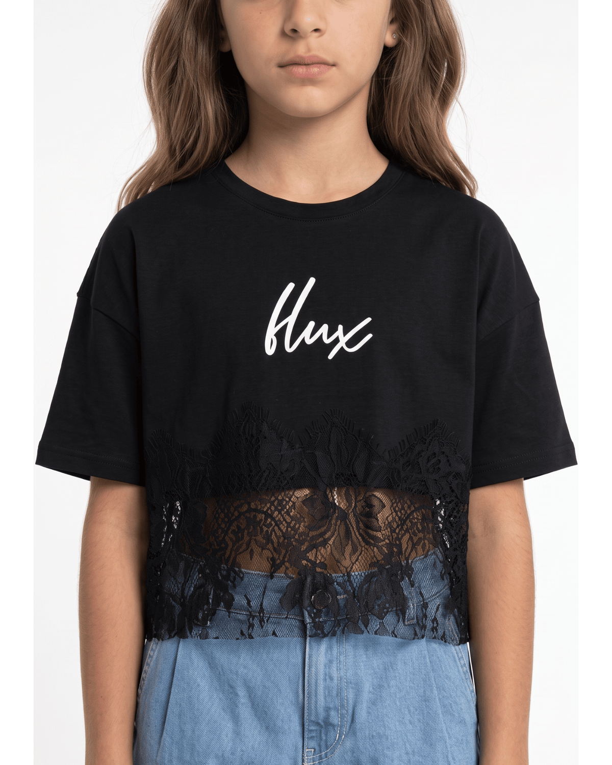 The Cropped Lace-Panel Signature Tee