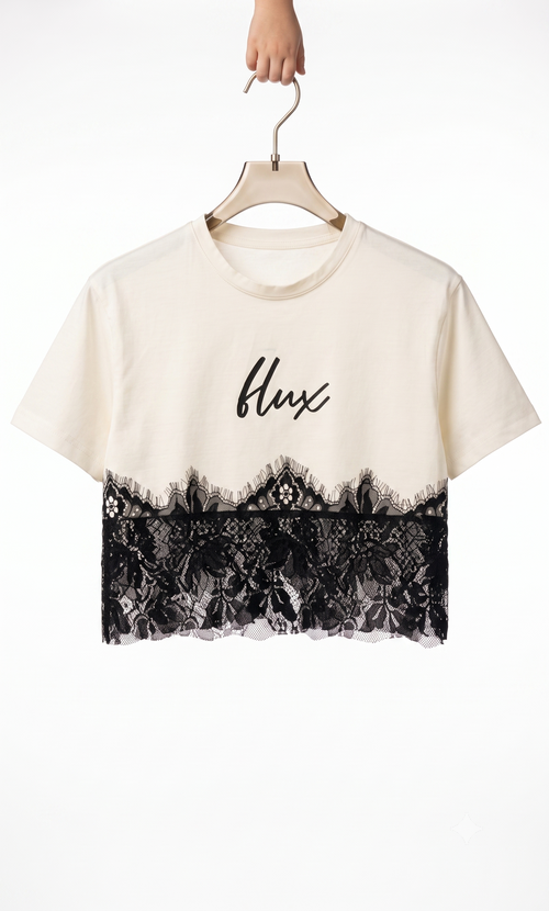 The Cropped Lace-Panel Signature Tee