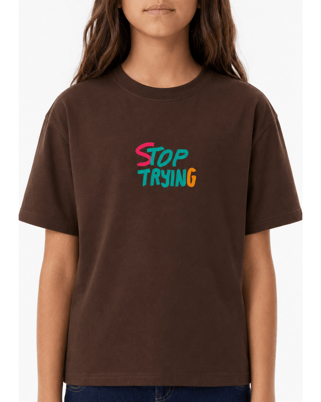 The 'Stop Trying' Graphic Box Tee
